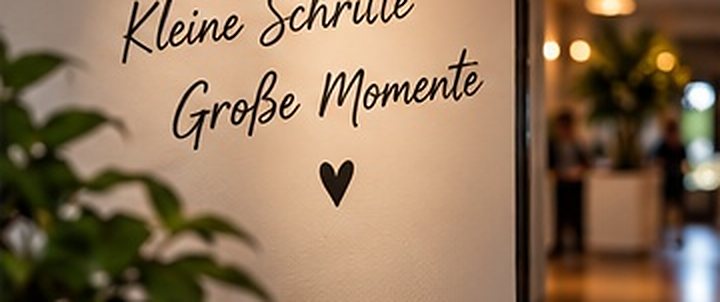Wandschrift „Kleine Schritte, große Momente“ (Beispielbild)